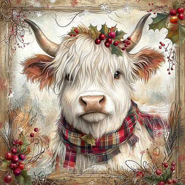 Christmas Highland Cow Sign, DCO-102184, Sign For Wreath, 10x10in Metal Sign